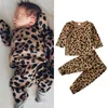 Canis höst vår leopard nyfödd baby flicka pojke kläder leopard tryckta bomullsknapp toppar leggings byxor outfits g1023