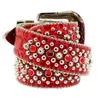 Western Fashion BB Rhinestone Belt Inlagda med Bling Rhinestones Kvinnor Mens Designer Bälten