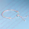 Pulseras de cuerda de mano de plata esterlina auténtica 925 para joyas de regalo de boda para mujeres de tamaño ajustable con caja original9658115