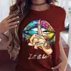 Camisetas con estilo para mujer, camiseta gráfica con estampado de letras, ropa femenina, ropa de calle Vintage para primavera y verano, Tops para chica, camisa de manga corta para adolescentes X0628