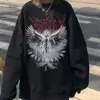 Vintage Angel Gothic Ladies Hoodie Punk Harajuku Vinter Print Top Dark Aesthetic Fairy Death Rock Style Y2K Sweatshirt 210928