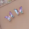 Eleganti orecchini a bottone a farfalla di cristallo zirconi per le donne Simple Style Candy Color Insect Orecchini gioielli