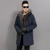 Hommes En Cuir Faux Hiver Veste Hommes Parka Véritable Manteau De Fourrure À Capuche Naturel Raton Laveur Doublure Chaud Véritable Vestes Parkas De Hombre 16-7731