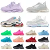 2021 Fashion Triple S Clear Sole Designer Shoes Preto Marfim Roxo Branco Rosa Vermelho Azul Marinho Verde Cristal Luxo Tênis Plataforma Clássico Og Trainers Ao Ar Livre