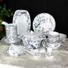 Bruiloft Blauw en Wit Porselein Kommen Antieke Servies Set Giften Huishoudplaten Jingdezhen Bone China Servieshigh Quatity