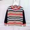 Fashion Children's Sweaters Cardigan Zipper Coat Match Color Horizontal Stripe All-match Sweater 2 Colors