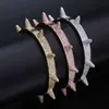 Luxe glacé Bling cubique Zircon Hip Hop or Rose couleur argent Rivet Bracelets Spike Bracelets cadeaux pour hommes femmes