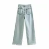 Faded Denim Jeans Women Wide Leg Pants Trousers High Waist Fashion Chic Lady Y2K Pants Pantalon 210709