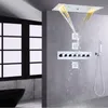 Krom Cilalı Duş Başlığı 70x38 cm LED Termostatik Banyo Şelale Yağış Atomizasyon Kabarcık Duş Sistemi El ile