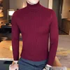 Winter High Neck Thick Warm Sweater Men Turtleneck Brand s Sweaters Slim Fit Pullover Knitwear Male Double collar 211221