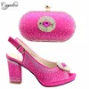 Robe Chaussures Capputine Haute Qualité Jolie Fuchsia Femme Et Sac Ensemble Africain Élégant Talons Fête Pour Mariage