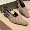 sandali firmati di lusso di moda Scarpe eleganti da banchetto estive da donna Décolleté sexy con tacco alto Scarpe a punta con cinturino posteriore Scarpe da donna di alta qualità Taglia EU 35-41