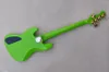 Guitare basse électrique 5 cordes à corps vert personnalisé en usine avec manche en érable, quincaillerie dorée, offre personnalisée.