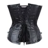 NXY ensemble sexy NEMOLEMON Steampunk Sexy Acier Désossé Bustier Femmes Punk Goth Vêtements Corset À Lacets Overbust Gorset Noir Lingerie Korse 1130