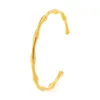 Gold Metal Bamboo Forma Bangle 14k Golds Mulheres Pulseira - Minimalista Golden Buffles para ela