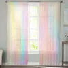 Rainbow Pink Morning Glow Window Treatment Tule Modern Sheer voor Keuken Woonkamer De slaapkamer Gordijn Decoratie