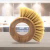 Almofadas mats bambu prato escova esfoliante com alça anel em forma de frutas vegetais limpeza para pratos de cozinha panela panela carnuda