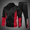 Mens Autumn Tracksuit Colorblock Sweat Suits 2 Piece Set Ouftits Men Sports Wear Clothes Men Outfit Set Running Suit 210603