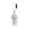 Beautiful 100% 925 Sterling Silver Children Boy Girl Dangle Charms Beads Fit Original Pandora Charms Bracelet DIY Jewelry Making Q0531