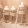 Korean Version Cups Female Students Cute Simple Plastic Water Fall-proof Large-capacity Bottles Portable Hand 211122