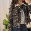ZAWFL Herbst Winter Tweed Jacken Frauen Oansatz Langarm Lose Wollmantel Einreiher Outwear Vintage Harajuku 210722