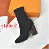 Designer-outono meias de inverno botas de salto alto moda sexy Bota elástica de malha Alfabética sapatos femininos senhora Letra Salto alto grosso Grande
