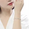 S925 Sterling prata pulseira brilhante estilo oco cadeia simples mulheres fina jóias para presente de aniversário de casamento