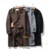 New classic men's coat casual business double sided nylon lapel double-breasted long wool trench