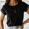 100% Cotton Short Sleeve Women's TShirts Touching Lips Printed Y2K O-Neck Casual Loose Simple Basic shirt Streetwear Top Summer Y0629