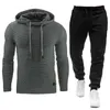 Tracksuit mannen merk mannelijke solide capuchon sweatshirtpants set heren hoodie zweetpak casual sportkleding s-5xl 201210