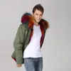 Kvinnors Fur Faux Färgglada Linining Mens Mode Parka Med Real Raccoon Collar Wear