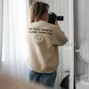 Na sprzedaż Harajuku Wiosna Jesień Moda Cartoon Suede Oversize Sweter Z Długim Rękawem O-Neck Kobiety Casual List Swetry C-228 210922