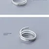 Radiant Cyrkon Kształt Spring Open Regulowany Pierścień Palcowy Dla Kobiet Sterling Silver 925 Geometryczna Linia Geometryczna Biżuteria 210707