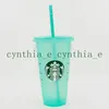 24oz / 710ML Starbucks Sequins Plastic Tumbler многоразовый чистый питьевой плоский нижний чашка колонны формы крышка солома кружка Бардьян