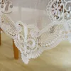 Tabela de café de banquete de jantar decorativo branco bordado branco elegante malha corredor para festa de casamento decoração 210708