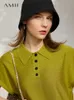 Minimalizm Wiosna Lato Sweter damski Causal Solid Polo Lapel Luźne Kobiety Pullover Moda Kobiet Koszula Topy 12140315 210527