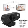 Webcam 2K HD com driver de microfone embutido Free PC computador web câmera CMOS Sensor USB 2.0 webcams