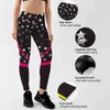 Push Up Sporting Star Pattern Digital Printed Casual Leggings Women Sportswear Black Skinny Elastic Force 211215