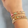 New DIY 14K Gold personalized kids charm anklets enamel bead initial letter stretch bracelet
