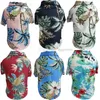 Pet Summer T-Shirts Hawaii Style Floral Dog Apparel Hawaiian Sublimation Printed Dog Shirt Breathable Cool Clothes Beach Seaside Puppy Sweatshirt for Small Dogs 282