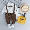 Lente Herfst Baby Overallpant Set Mode Kinderen Lange Mouwen Star Print Bowtie Shirt + Pant Boys 2 Stks Suit 210529