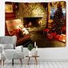 Christmas Tapestry Christmas Tree And Fireplace Warm Family Wall Hanging Backdrop Home Room Decoration Gift 210609