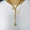 Punk Copper Plating Gold-Color Chain Necklace Natural Pearl Pendant Jewelry مصنوعة يدويًا