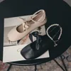 Sandals Summer 2021 Fashion Simple Black Flat Shoes Women's Pearl Bow Embellishment