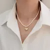 Collana di perle d'acqua dolce naturale in stile barocco Corea luce di lusso squisito catena della clavicola senso di alta qualità Collana con ciondolo amore per le donne