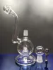 Tjockt glas bong dab rig vatten rör återvinnsolje riggar glas olje brännare vatten bong med titan nagel 18,8 mm fog DHPING