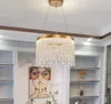 Nowoczesny LED Żyrandol Oświetlenie salon Długie kryształowe pompel okrągłe żyrandole kryty dom DEORY POLERION Gold Lustre