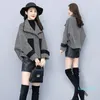 Women's Wool & Blends Simple Plaid Short Woolen Coat Female Autumn Winter Korean Fashion Loose Large Size Bat Sleeve All-match Overcoat