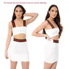 Kvinnor Sommar Sexig Mini High-Waisted Skirt Set Crop Top Hollow Out Två Piece Outfits Ladies Wear Saias Mulher Jupe båda sidor 210708