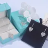 Coeur amour Dangle boucle d'oreille diamant Cz réel 925 argent Sterling longue fête mariage boucles d'oreilles pour les femmes bijoux de mariée cadeau